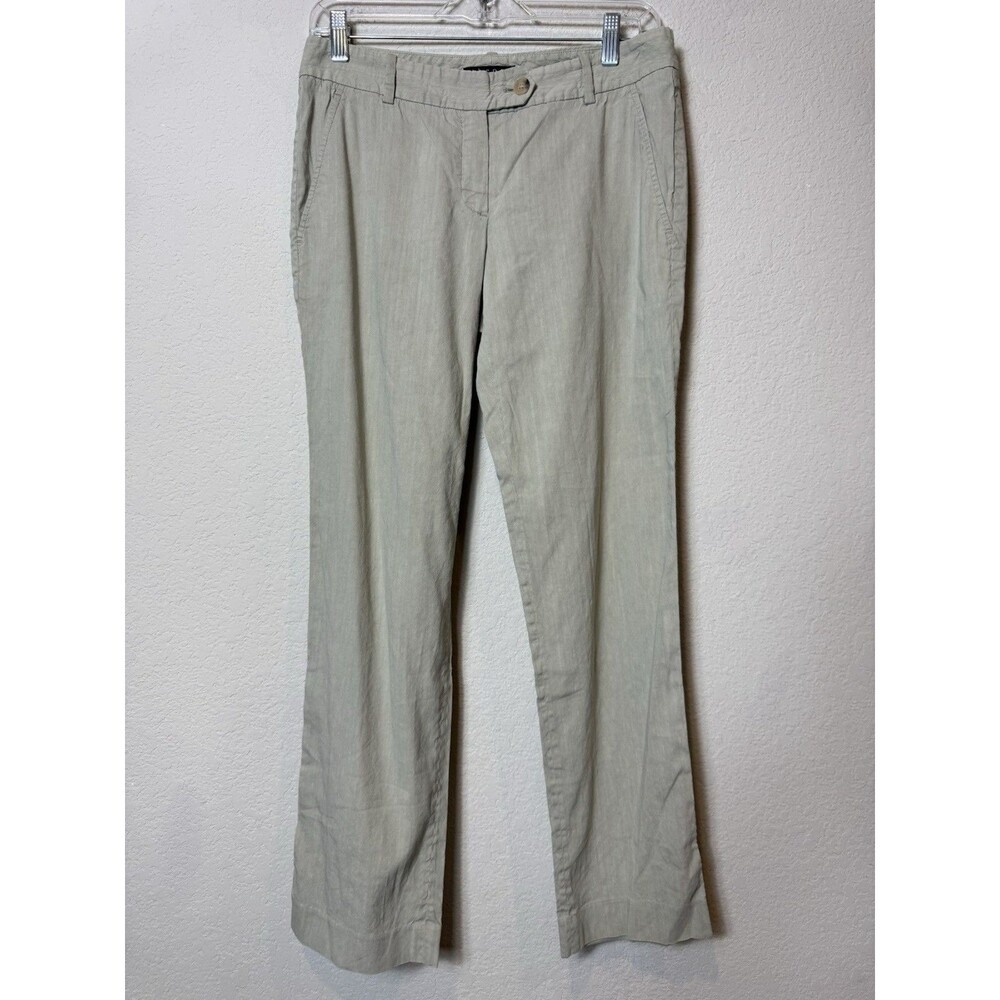 Theory Linen Blend Beige Pants Trousers Viscose Missing Button Women’s Size 6